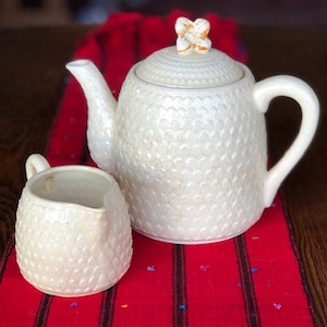 Vintage Oriental Majolica Japan Teapot and Creamer