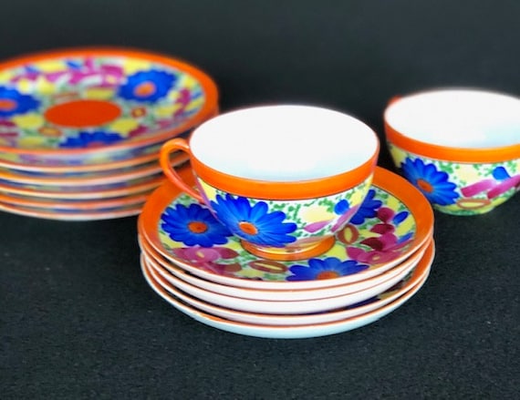 Vintage Hand Painted Meito China Made in Japan 1950s Bright Colors