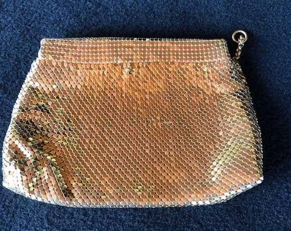 Whiting & Davis Vintage Gold Metal Mesh Clutch Ha… - image 1