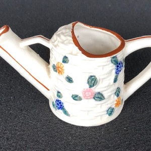 Vintage Made in Occupied Japan Hand Painted Small Pitcher, Creamer, Planter Watering Can Shape