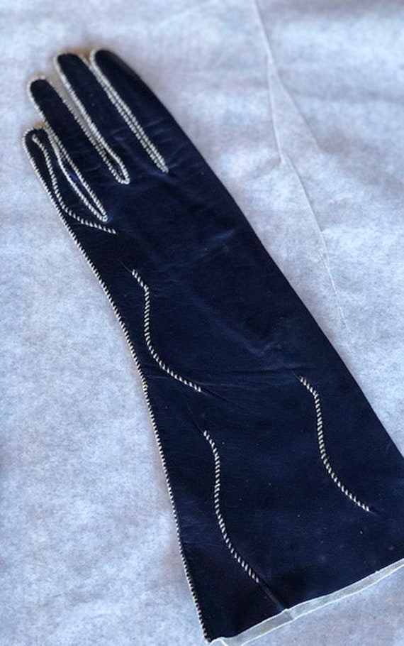 Vintage Navy / Very Dark Blue Kid Leather Gloves … - image 3