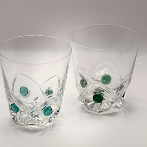 Set of 2 Vintage Lalique France 15 oz Floride Tumblers / Mid Century Modern / Signed / 1950s