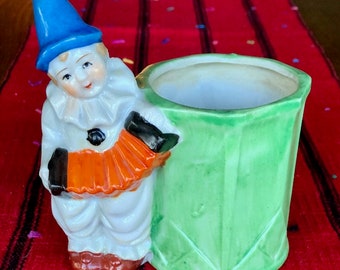 Vintage Collectible Hand Painted Planter With Clown Made in Japan