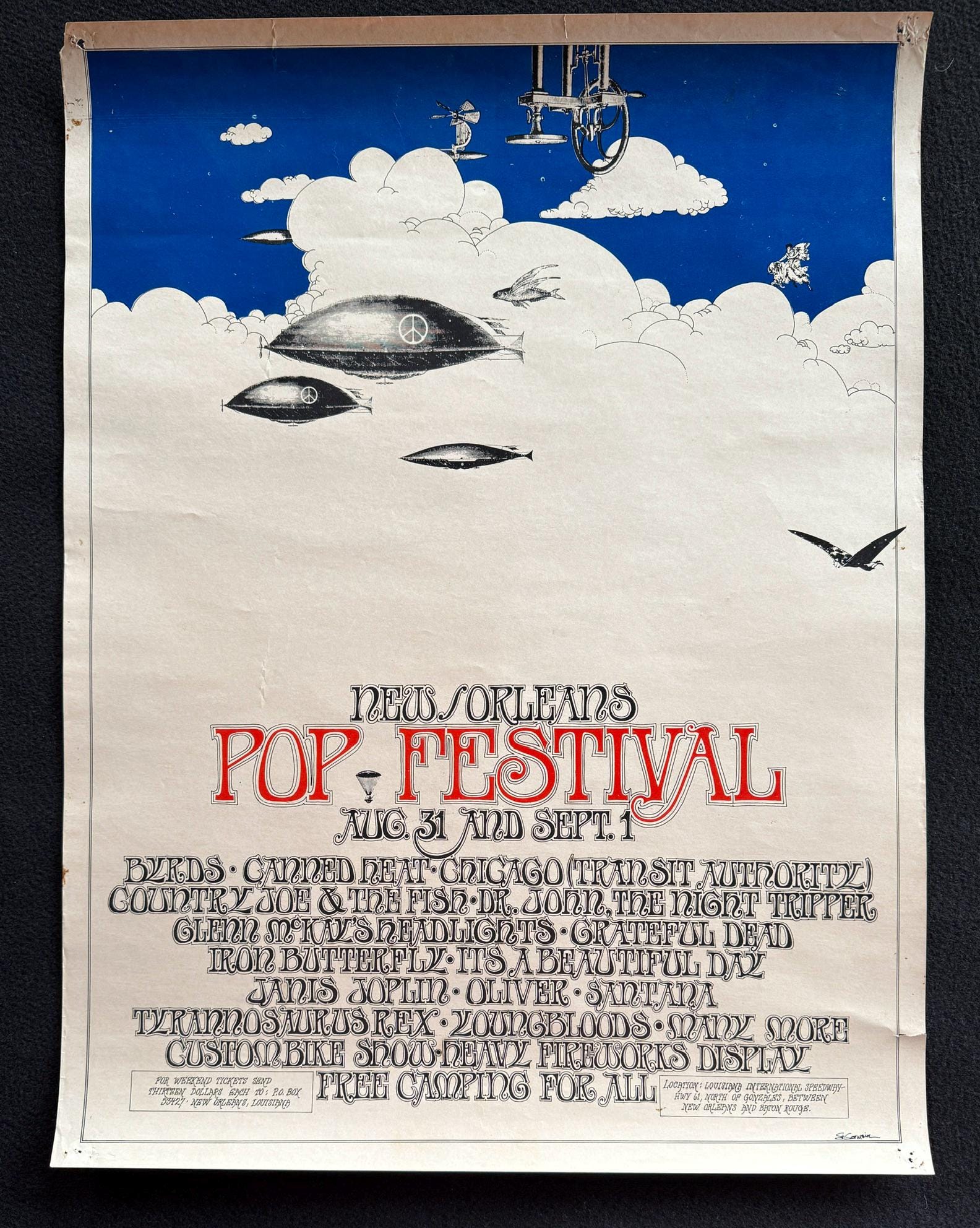 Rare, Collectible 1960s Original New Orleans Pop Festival Poster