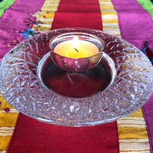 Orrefors Cristallo Discus Vintage Candle Holder / Tea Light Holder Progettato da Lars Hellsten
