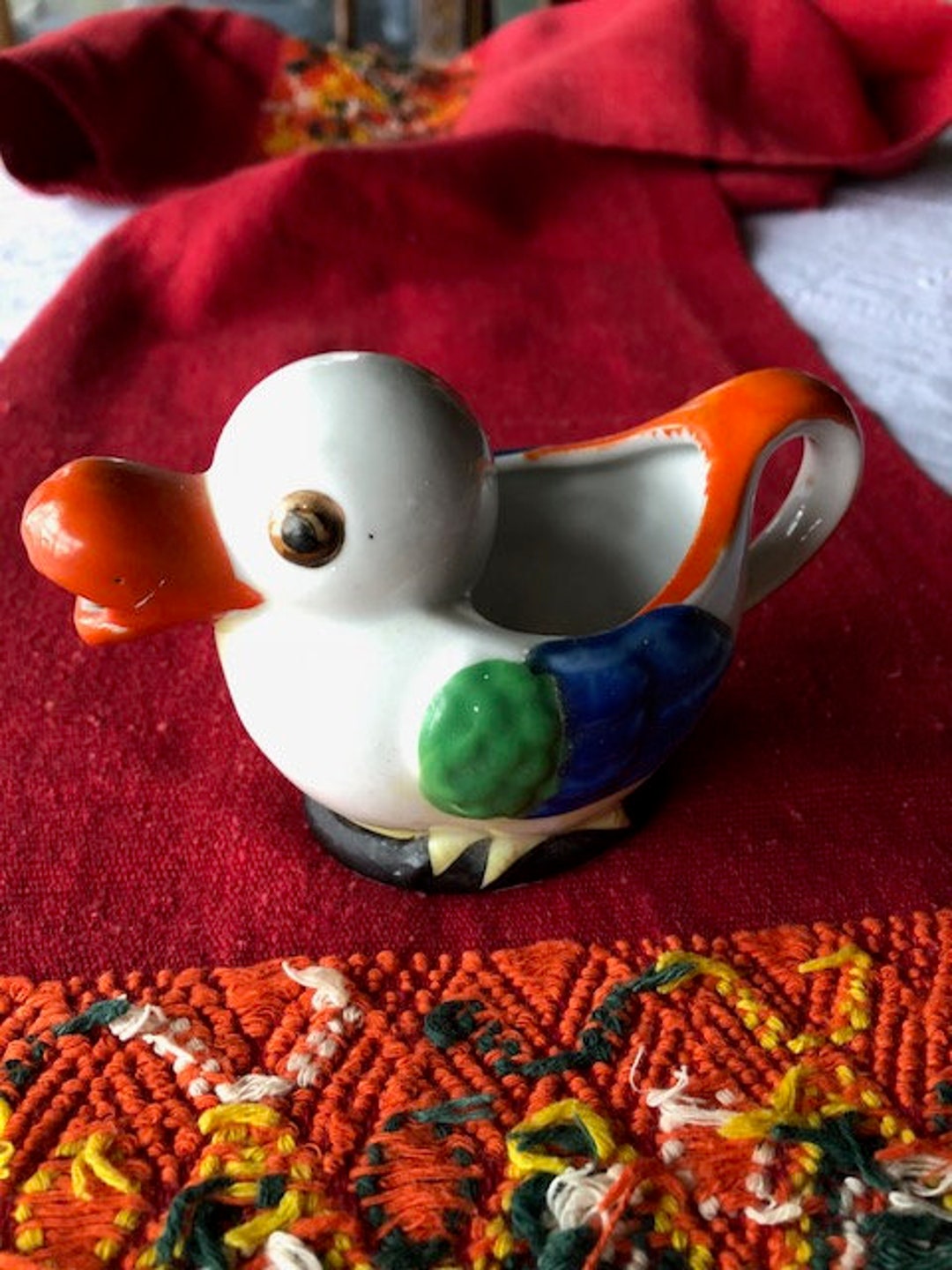 Colorful Handpainted Made in Japan Ceramic Duck Figure Etsy