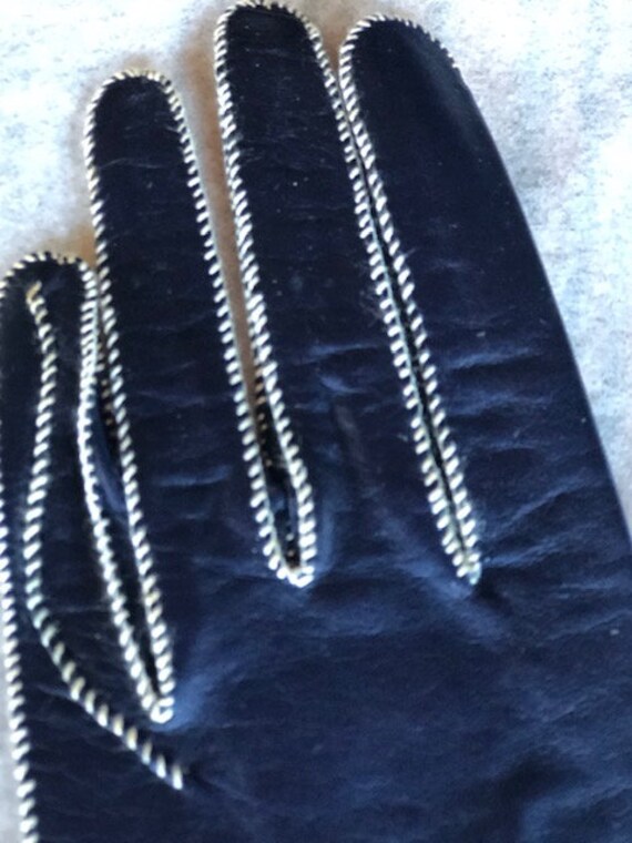 Vintage Navy / Very Dark Blue Kid Leather Gloves … - image 5