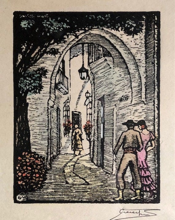 Vintage Spanish Wood Cut / Wood Block by Renowned Spanish Etsy