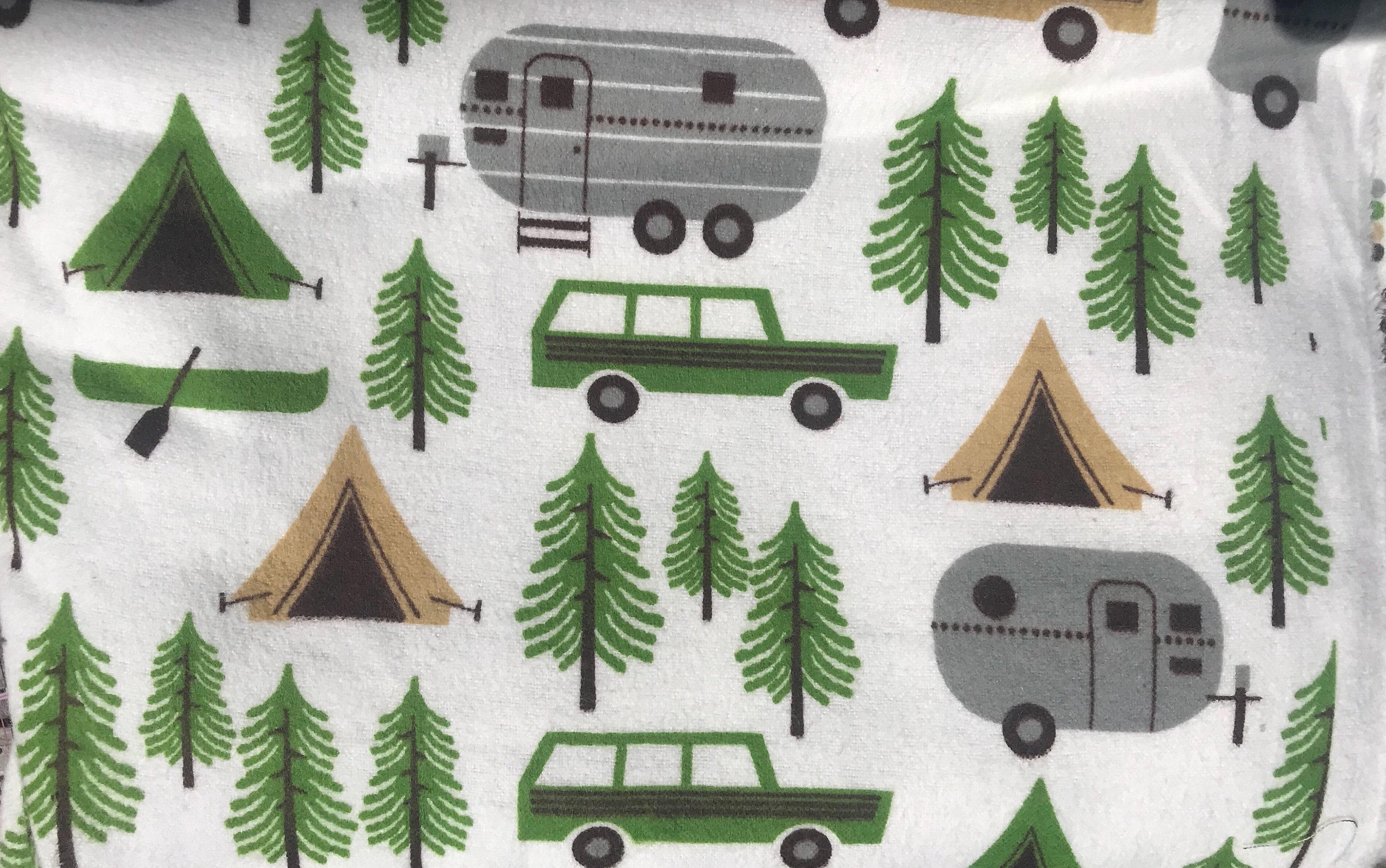 Camping Cotton Flannel Fabric by the piece or by the yard Etsy