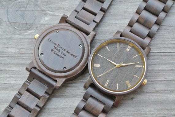 Wood watch mens engraved Clearance