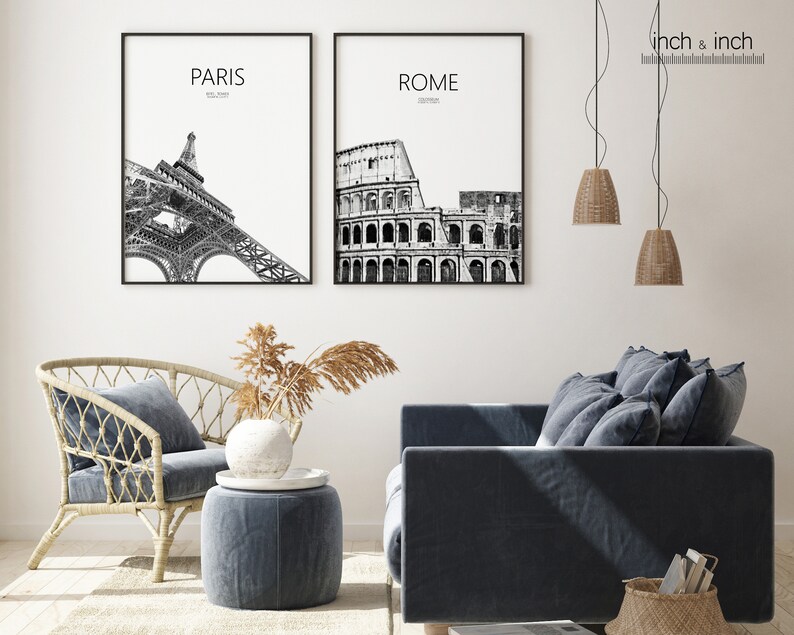 Black and white Rome illustration Colosseum print Italy | Etsy