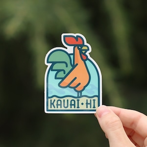 Kauai Chicken Sticker  | Waterproof Vinyl UV resistant Decal | Remember those 5 am aloha wake up calls