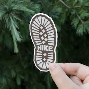 Hike Boot Footprint Sticker - Waterproof Vinyl Sticker, UV resistant Decal - For the Hikers and explorers