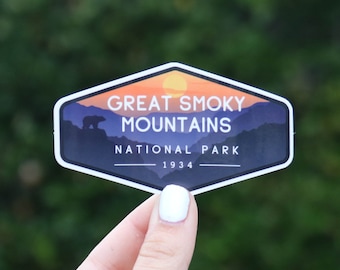 Great Smoky Mountains National Park - Wasserdichter Vinyl-Aufkleber, UV-beständiger Aufkleber