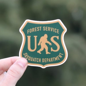 US Forest Service, Sasquatch Department - Waterproof Waterproof Vinyl Sticker, UV resistant Decal