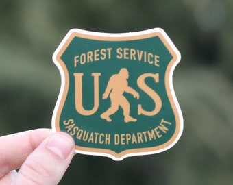 US Forest Service, Sasquatch Department - Waterproof Waterproof Vinyl Sticker, UV resistant Decal