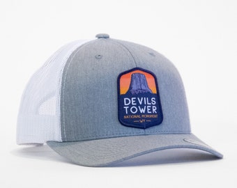 Devils Tower National Monument Hat | Snap Back Retro Trucker Cap | Wyoming