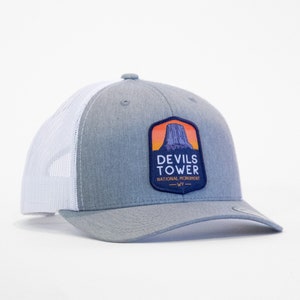 Devils Tower National Monument Hat | Snap Back Retro Trucker Cap | Wyoming