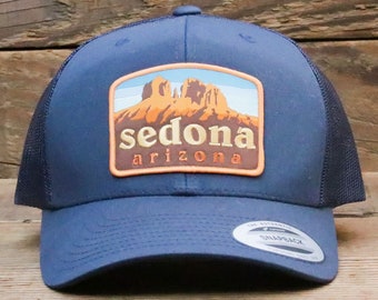 Sedona Arizona Trucker Hat | Snap Back RetroTrucker Cap | Embroidered and Woven Patch on the front, 3 colors available