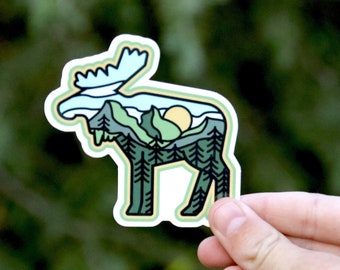 Moose Adventure Sticker  | Vinyl Waterproof, UV Coated Decal | Canadian Bull Moose