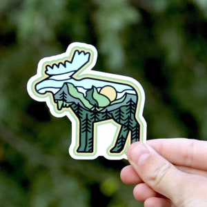 Moose Adventure Sticker  | Vinyl Waterproof, UV Coated Decal | Canadian Bull Moose