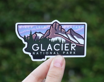 Pegatina de vinilo impermeable del Parque Nacional Glacier, calcomanía resistente a los rayos UV