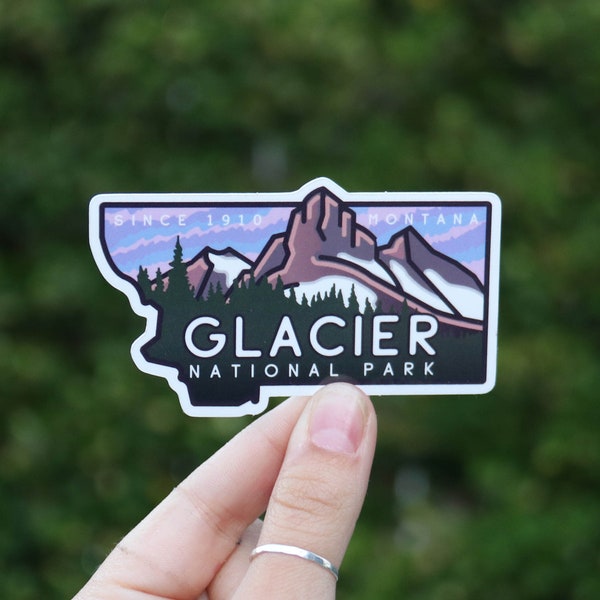 Glacier National Park Waterproof Vinyl Sticker, UV resistant Decal
