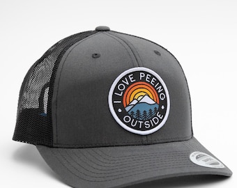 I Love Peeing Outside Hat | RetroTrucker Cap with woven Patch on the front