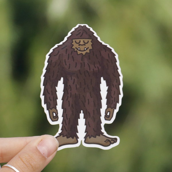 Happy Bigfoot - Waterproof Waterproof Vinyl Sticker, UV resistant Decal