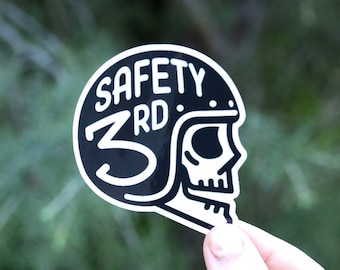 Safety Third Helmet Sticker |  Waterproof Vinyl Decal | For bikes, skateboards, laptops and water bottles