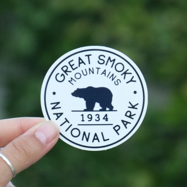 Great Smoky Mountains National Park, Black & White- Waterproof Vinyl Sticker, UV resistant Decal