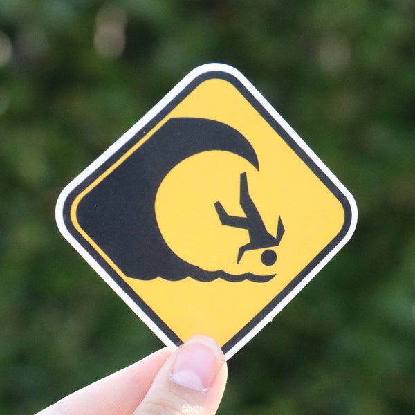 High Surf Warning Sticker |  Surfing Decal | like signs you see on north shore beaches