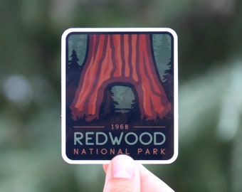 Redwoods National Park - Waterproof Vinyl Sticker, UV resistant Decal