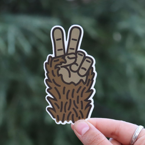 Bigfoot Peace - Waterproof Vinyl Sticker, UV resistant Decal
