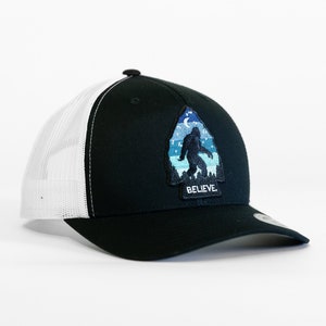 Bigfoot Believe Hat - Black Front, White Back