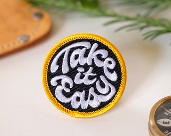 Take it easy Embroidered Patch | Sew or Iron On Patch Badge  | for the Surfer or Hippy trying to get everyone to slow down chill and relax