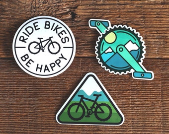 Mountain Bike Sticker Set |  MTB Decals for Car Windows or Bike Water Bottles | Bicycle ride, mountain biker, Downhill cyclist decals