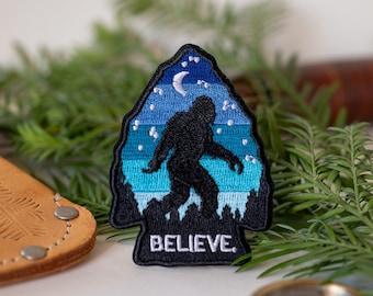 Bigfoot Believe Patch, Iron On Embroidered Patch