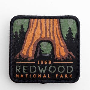 Redwood National Park Patch: Embroidered Iron-On Woven Applique