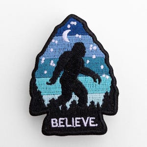 Bigfoot Believe Patch, Iron On Embroidered Patch