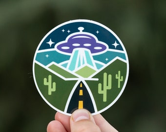 Roswell Conspiracy Decal  | Waterproof Vinyl, UV resistant Sticker | Flying Saucer, UFO, Area 51, Gift