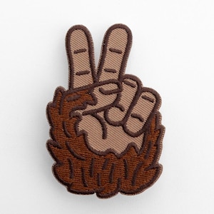 Bigfoot Peace Patch, Iron On Embroidered Patch