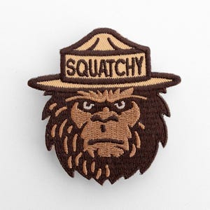 Embroidered Bigfoot Patch: Squatchy Ranger Hat, Iron-On Yeti Applique