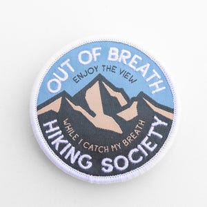 Out of Breath Hiking Society Patch: Embroidered Iron-On Applique