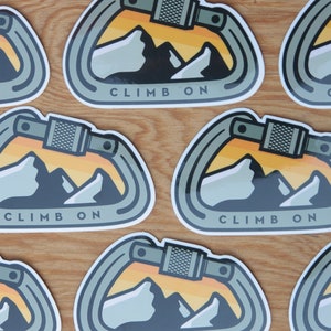 Climb On Waterproof Vinyl Sticker, UV resistant Decal, Laptop, Waterbottle, Car Window Sticker, Rock Climbing image 6