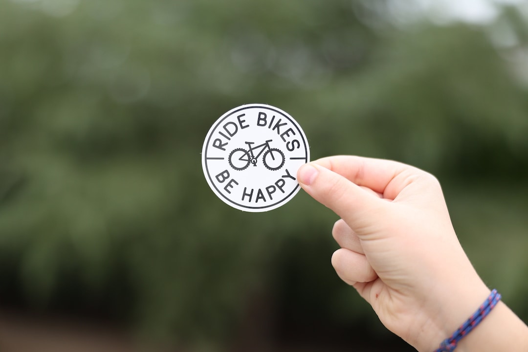 Ride Bikes Be Happy Sticker Cyclist Decal for Bicycle Water Bottles or