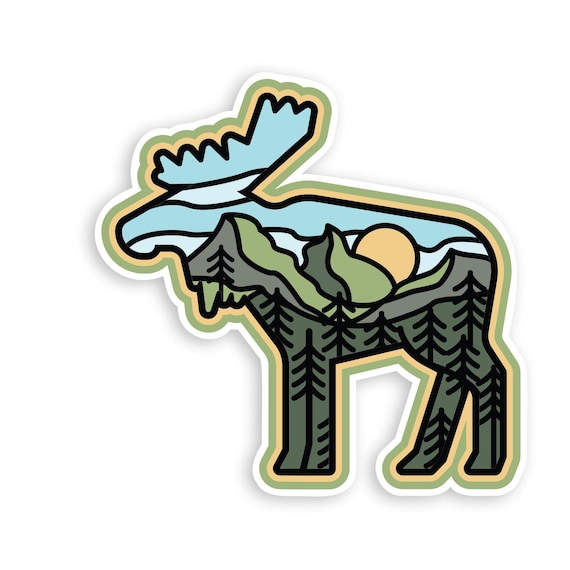 Moose Adventure Sticker  | Vinyl Waterproof, UV Coated Decal | Canadian Bull Moose