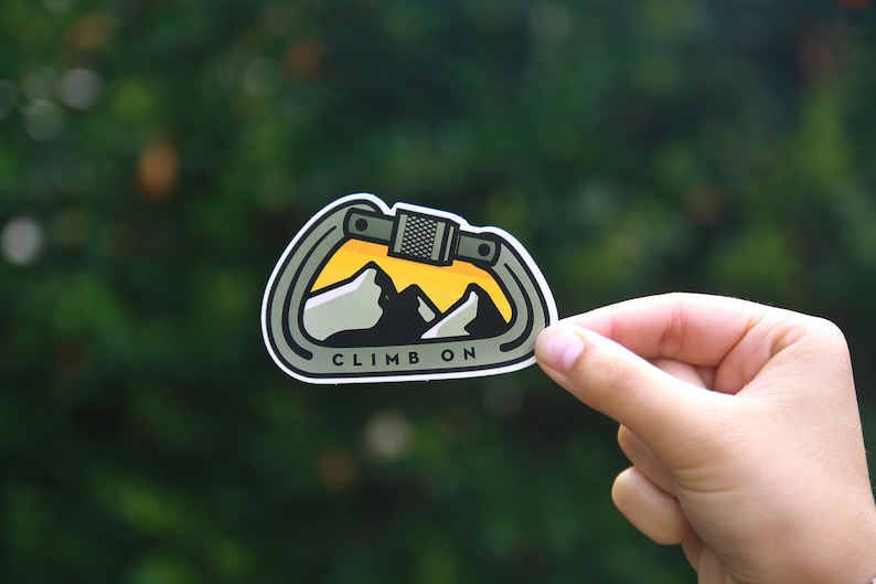 Climb On Waterproof Vinyl Sticker, UV resistant Decal, Laptop, Waterbottle, Car Window Sticker, Rock Climbing image 1