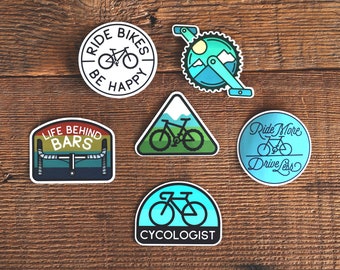 Cycling Sticker Set |  Bike Decals for Car Windows or Water Bottles | Bicycle ride, mountain biker, road cyclist decals