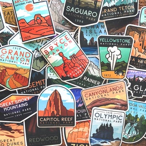 National Park Sticker Set Waterproof Vinyl Sticker, UV resistant NP Decal Choose as few or many of your favorite parks as you like image 1